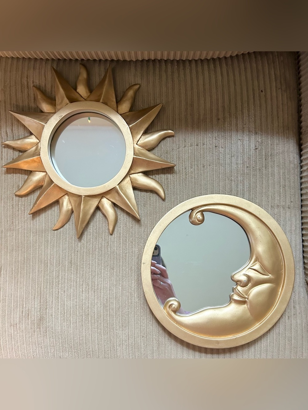Vintage Sun & Moon Gold Wall Hangings Y2K 90’s HEAVY RARE!